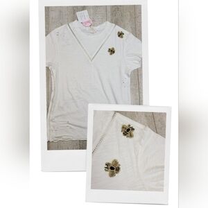 NEW Stella + Ginger Bumble Bee Buzz Distressed T-shirt Size Medium